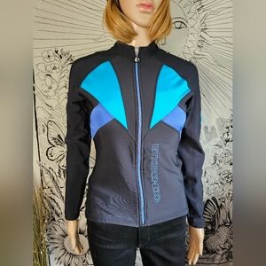 EUC Exteondo Women's Black and Blue Cycling Jacket